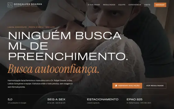 Site GS Clínica, harmonização facial