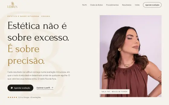 Site Clínica LeBrun, estética e saúde integrada