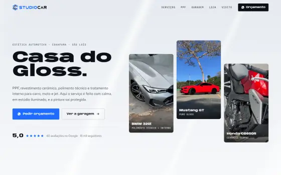 Site Studio Car SLZ, estética automotiva, náutica e aviação